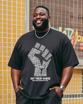 Men's Plus Size June Festival Creative Black's Life Is Also Named Word Freedom Day Fist Printed T-shirt Shorts Suit